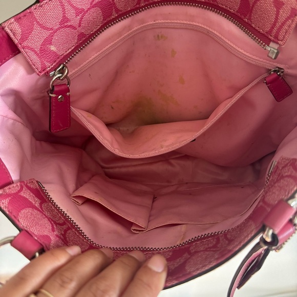 Coach Y2K Chelsea Heritage Stripe Tote Pink/White Genuine - Picture 12 of 15